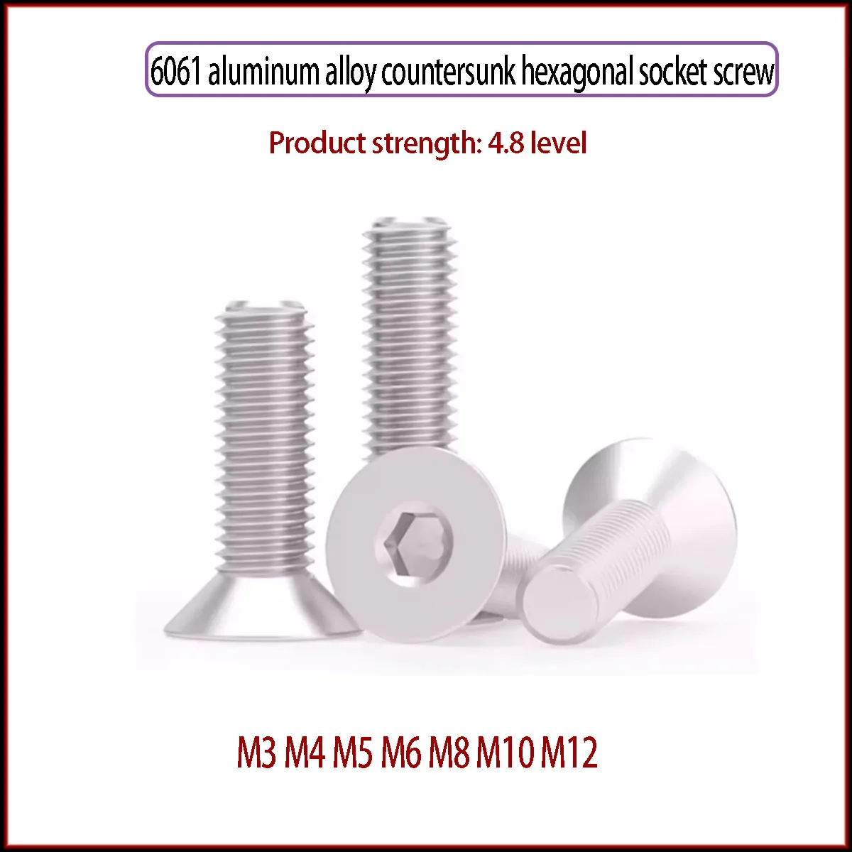 6061 Aluminum Alloy Countersunk Hexagonal Screw With Aluminum Material Flat Head Bolt M3M4M5M6M8M10M12