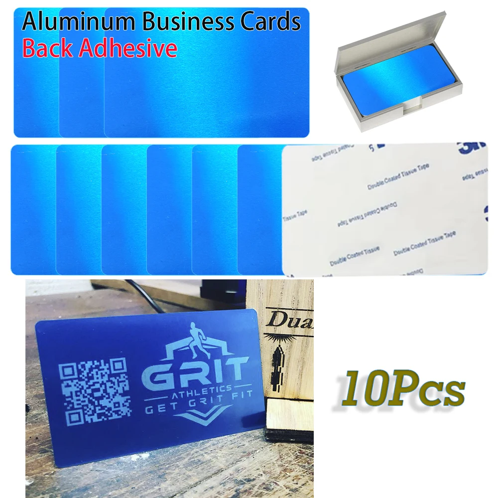 10 Stuks 0.2 Mm Metalen Visitekaartjes Aluminium Blanks Kaart Voor Klant Lasergravure Diy Gift Kaarten Terug Lijm stijl