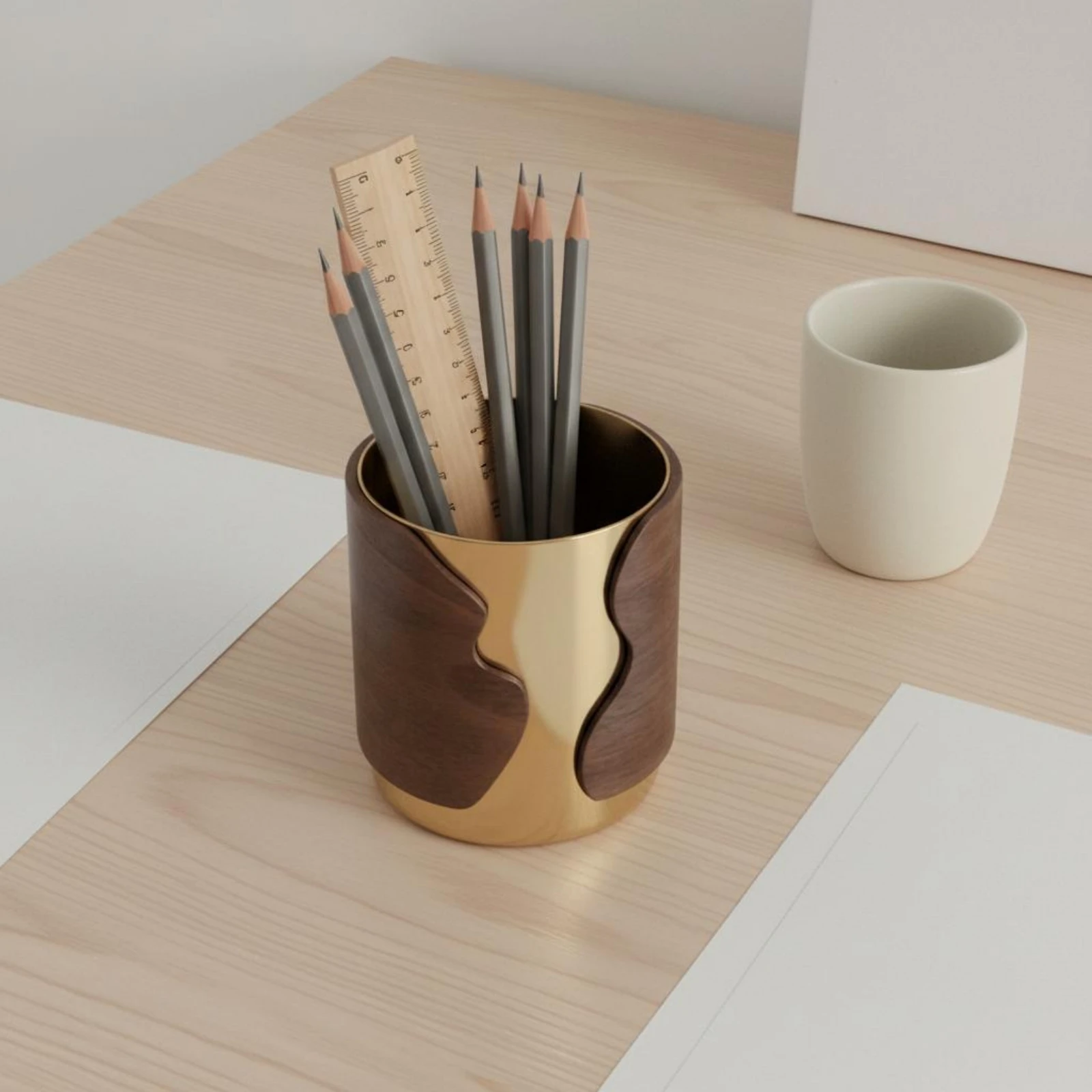 

Metal Pen Holder Modern Minimalist Design Metal Writing Implement Cup Decorative Writing Implement Holder Versatile Gold Desk