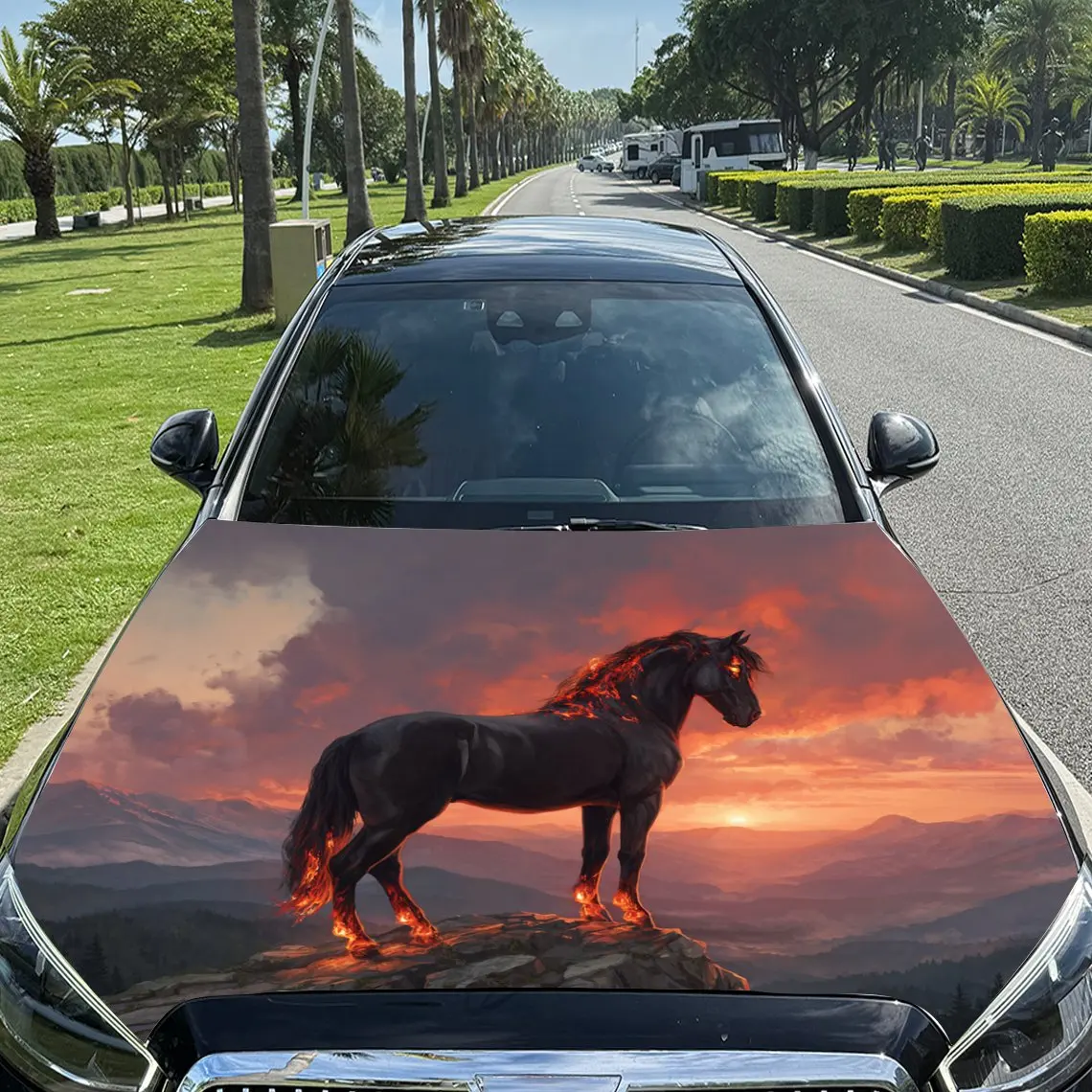 Brave War Horse Pattern car hood stickers, waterproof self-adhesive, scratch resistant, easy to stick, durable car PVC stickers,