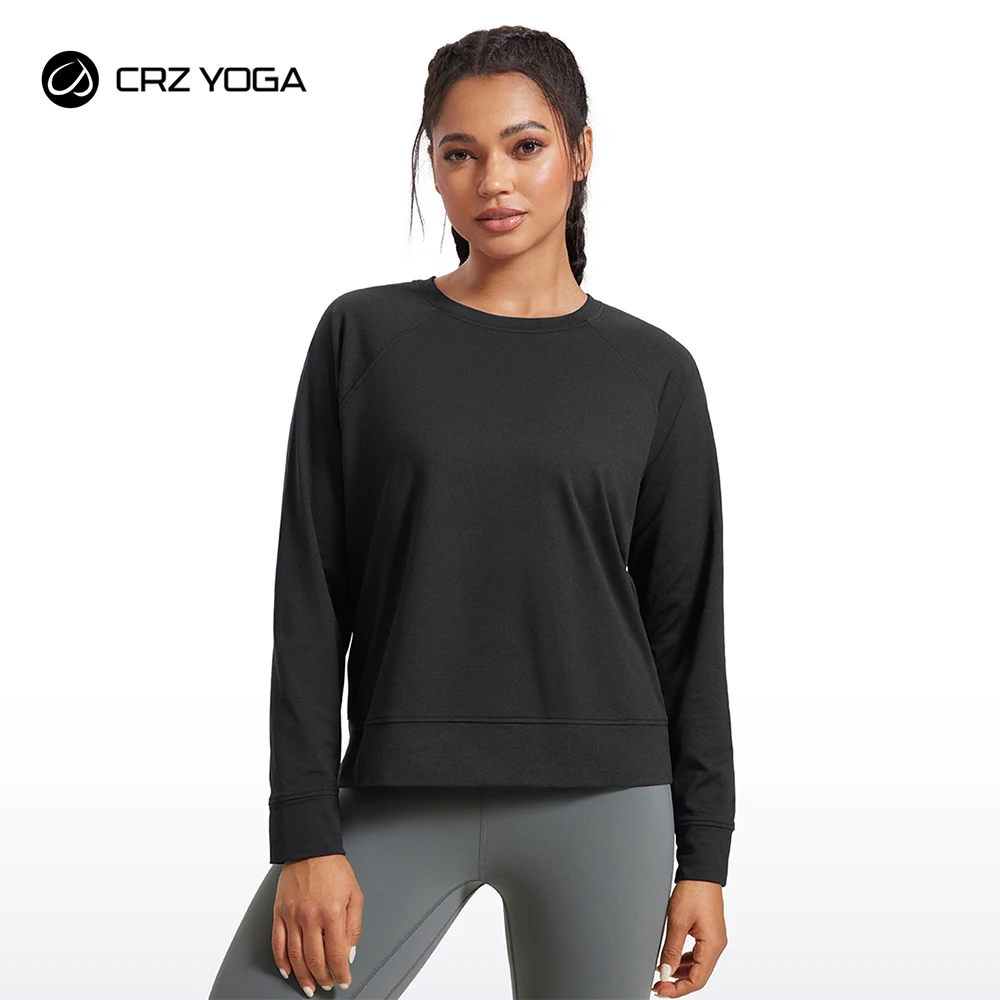 CRZ YOGA Lightweight Pullover Sweatshirt for Women Long Sleeve Soft Casual Crewneck Tops Basic Workout Fall Sweat shirts