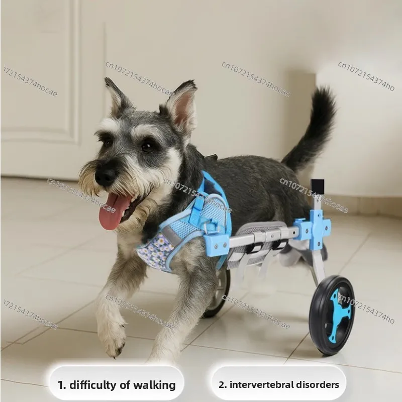 Four Wheel Assisted Walking Adjustable Dog Wheelchair for Hind Legs Durable Pet Mobility Cart with Comfort Fit for Elderly Dogs