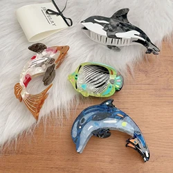 INS Acetate Koi Flat Fish Whale Large Size Shark Hair Claw Clip For Women Marine Animal Hairpin Hair Accessories Tool