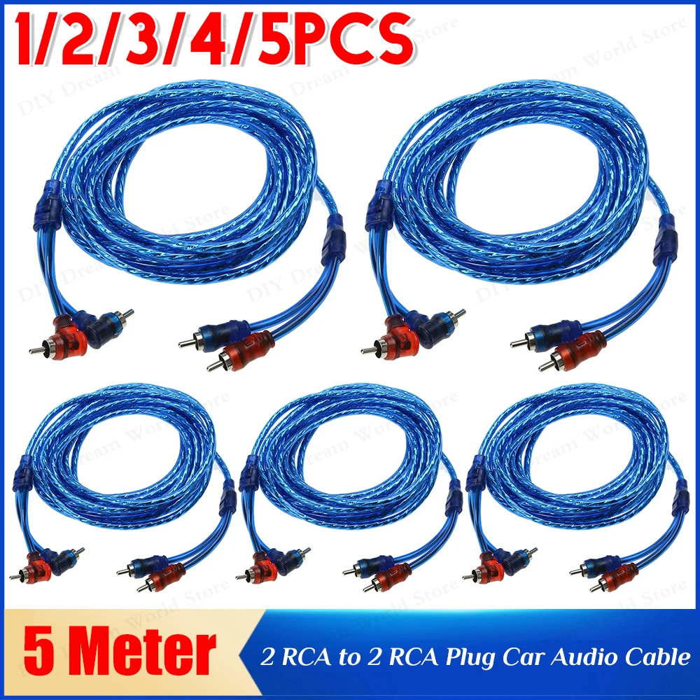 1-5 قطعة 5 متر سيارة مضخم الصوت كابل للسينما المنزلية الرقمية ستيريو مرحبا فاي System2 RCA إلى 2 RCA التوصيل كابل الصوت