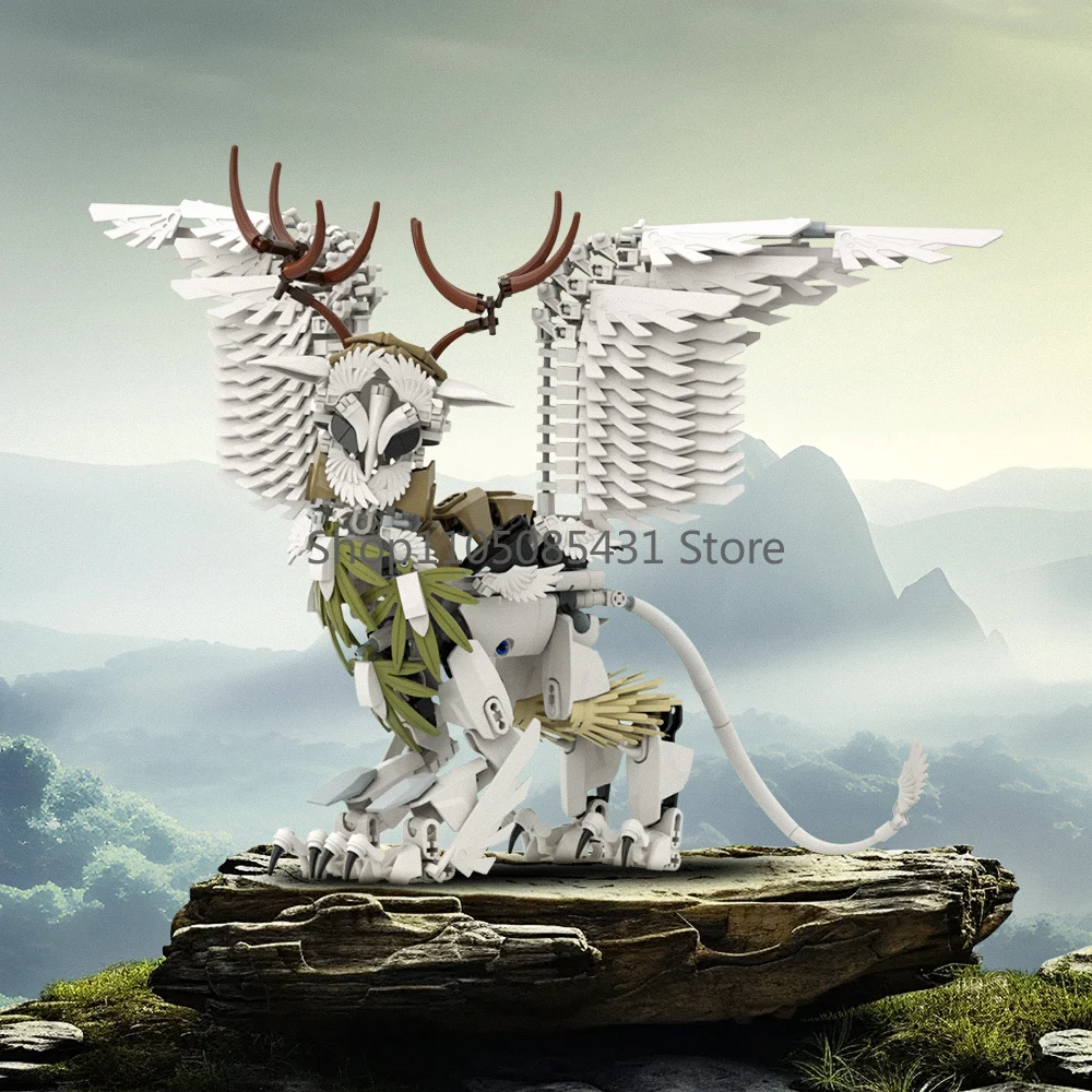 

MOC Fantasy Forest Guardian Griffin Building Blocks with Articulated Wings & Antlers Model Kit for Adults Collection
