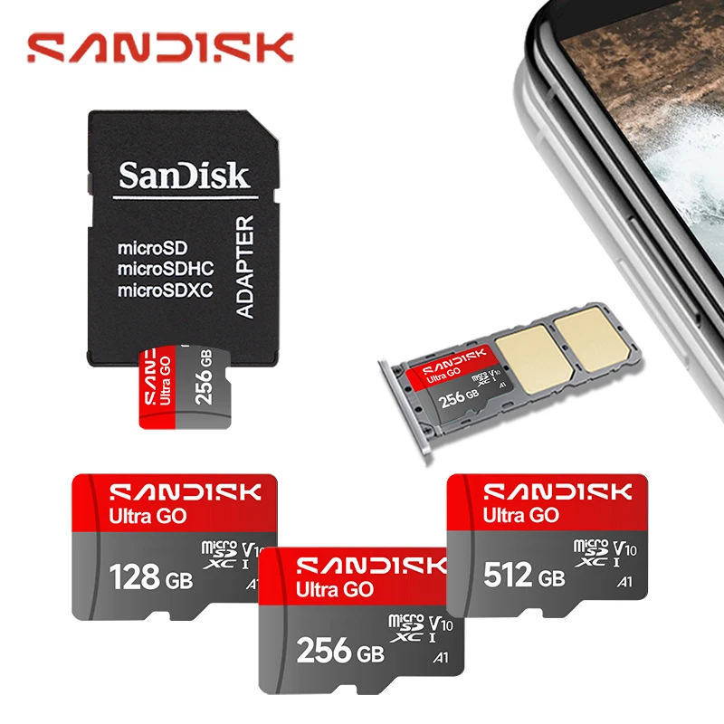 Original Sandisk A1 Utra Micro sd card SDXC 128GB 256GB 512GB 150MB/s High Speed Read Class 10 Full HD Video