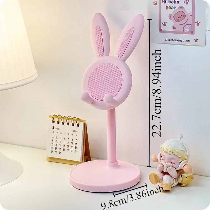 Cute Rabbit Design Adjustable Lift-Up Phone Stand - Secure Grip & Viewing Holder for Desk, Office, and Home Use
