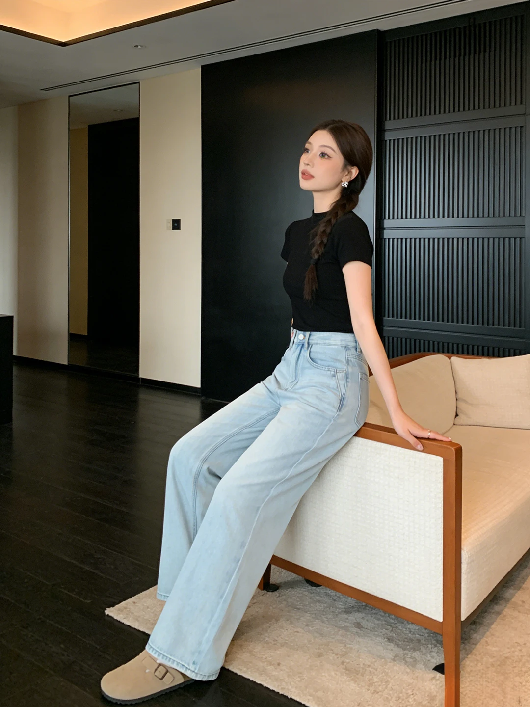 

Versatile Light Blue Women's Jeans Casual Wide Leg Spring Autumn Sle Comfortable Fit Loose Pants Spring Summer Autumn Winter