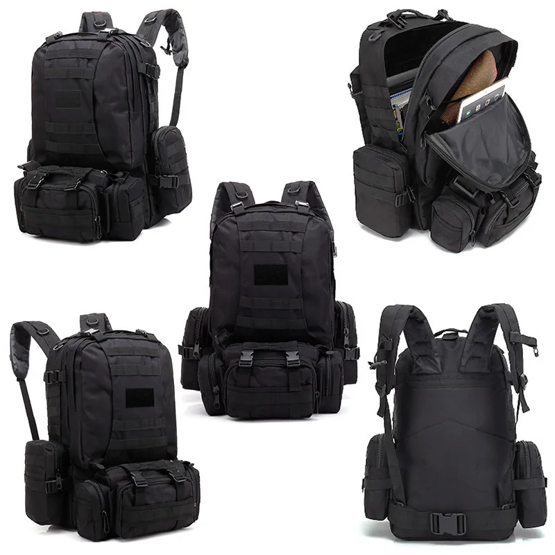 Imagem -04 - Mochila Tática de Camuflagem Multifuncional Grande Capacidade Mochila de Caminhadas ao ar Livre 55l Apta para Lazer Viagem Caça