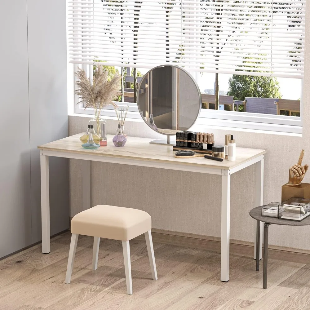 Sturdy Home Office Writing Desk Dining Table Workstation - 39.37 Beige and White Frame, Ideal for Office and Dining Use