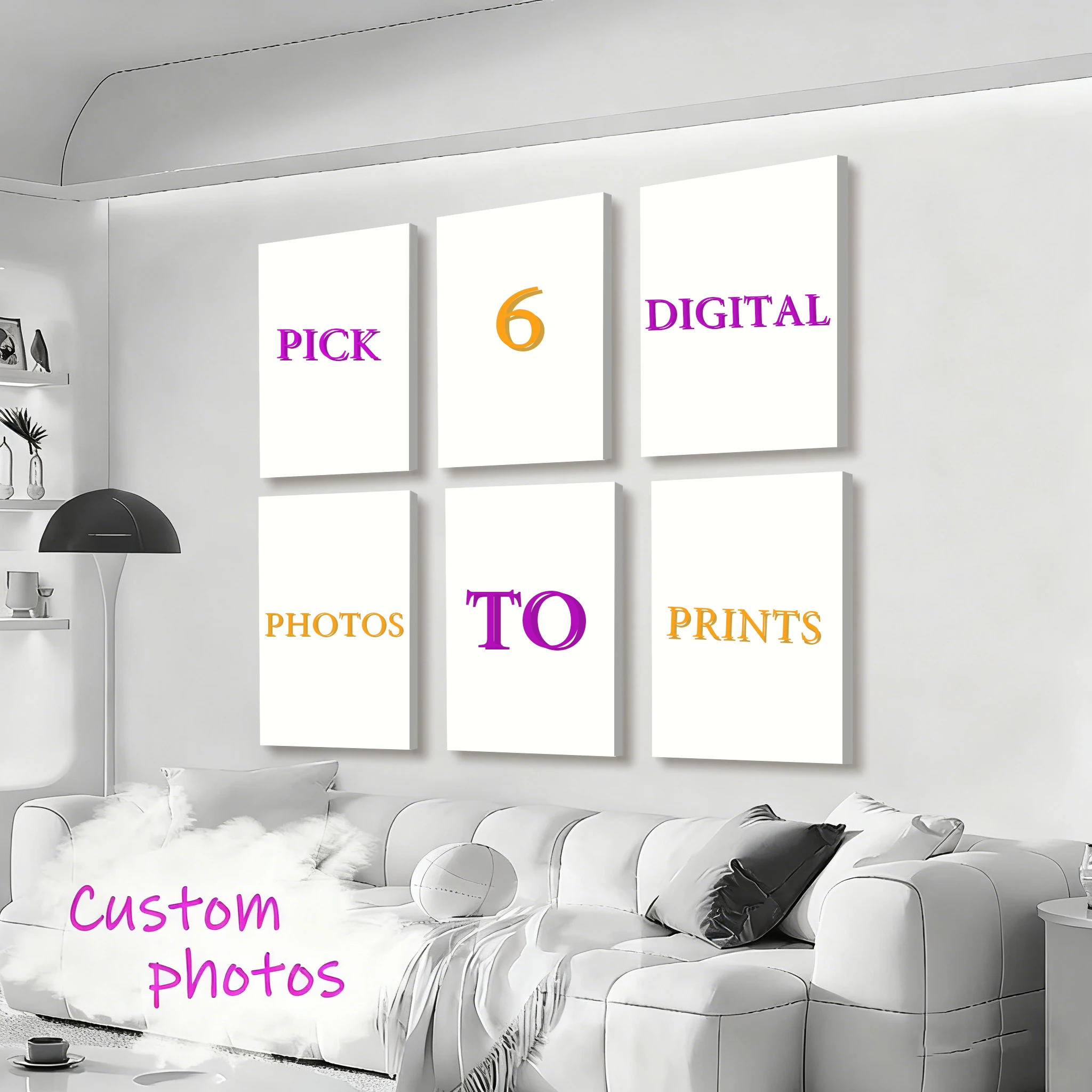 6pcs/set Personalized Custom Canvas Printing Photo Suitable for Family Life Pets Scenery Couple Weddings Home Decor Poster Gifts