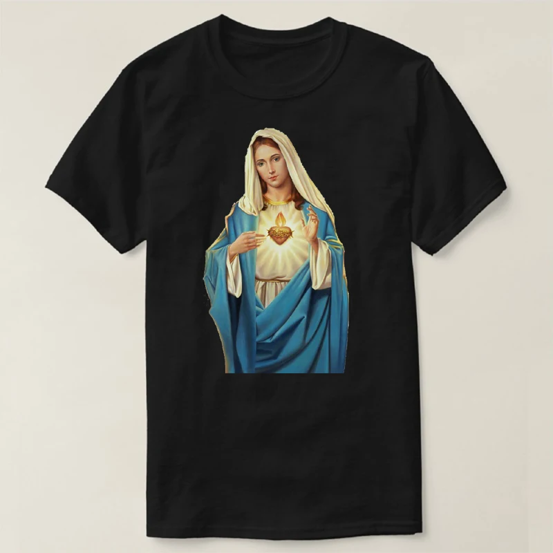 Camiseta Madre María, Corazón Inmaculado De María. 100% Algodón, De Alta Calidad, De Gran Tamaño, Casual