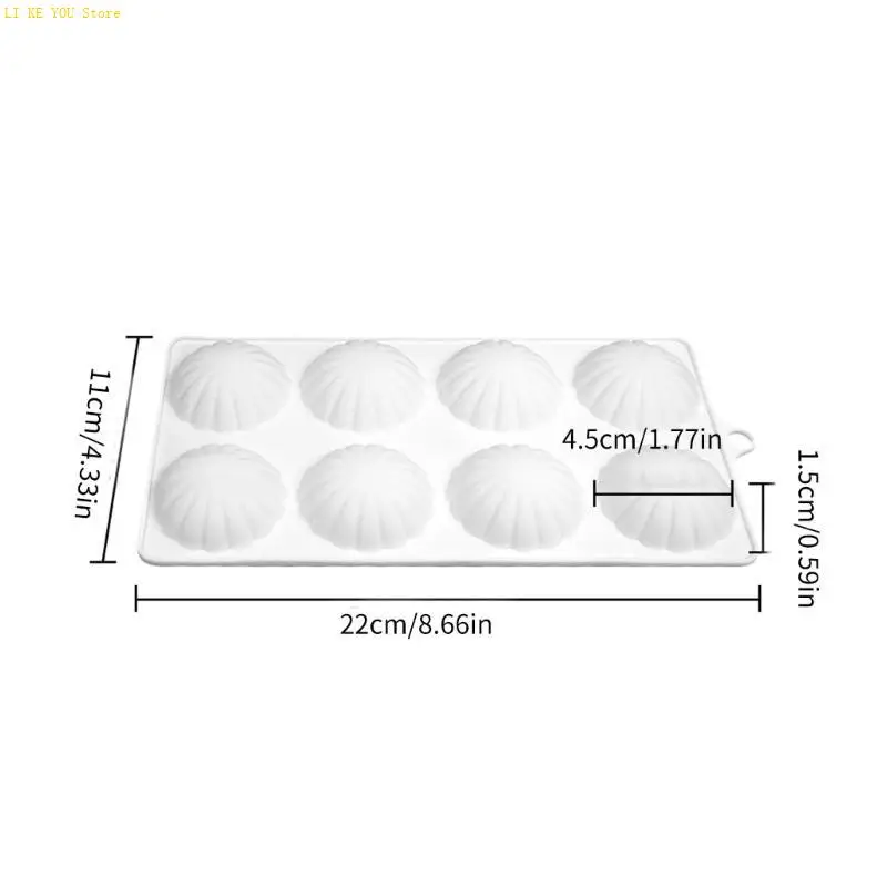 W3JE 8-cavidad pétalos semicirculares silicona mouse mousse molde pastel diy herramienta decoración horno