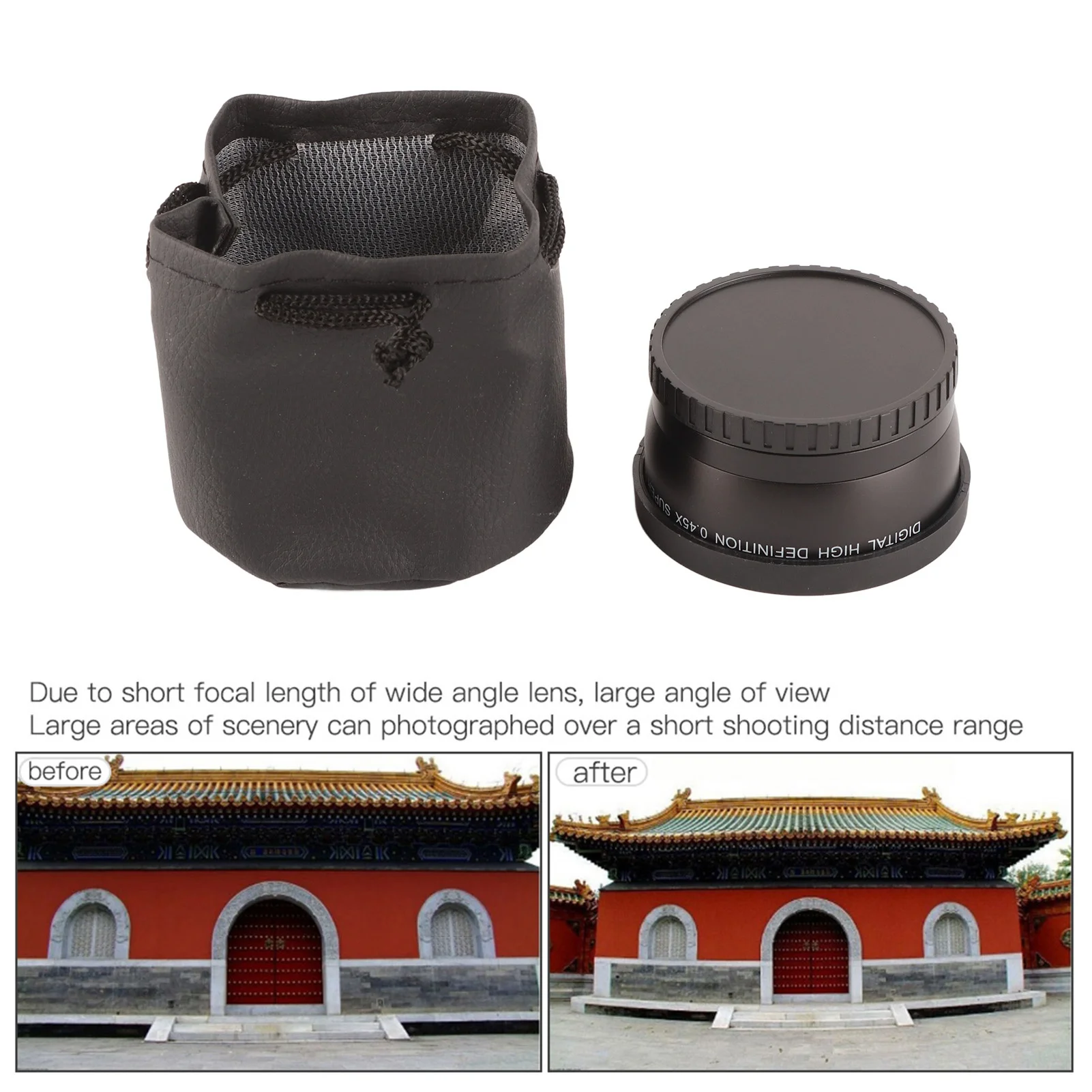 JSR‑1151 Advanced 58MM 0.45X Wide Angle Macro Lens Fit for All 58MM Diameter Camera Lenses Wide Angle Macro Lens Macro Lens