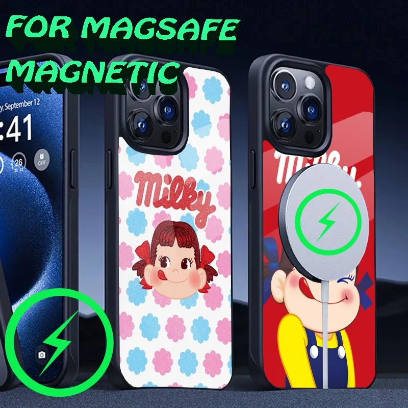 

Fujiya Milky Peko-Chan Phone Case For iPhone 16,15,14,13,12,11,Plus,Pro,Max Mini Magsafe Magnetic Wireless Charging