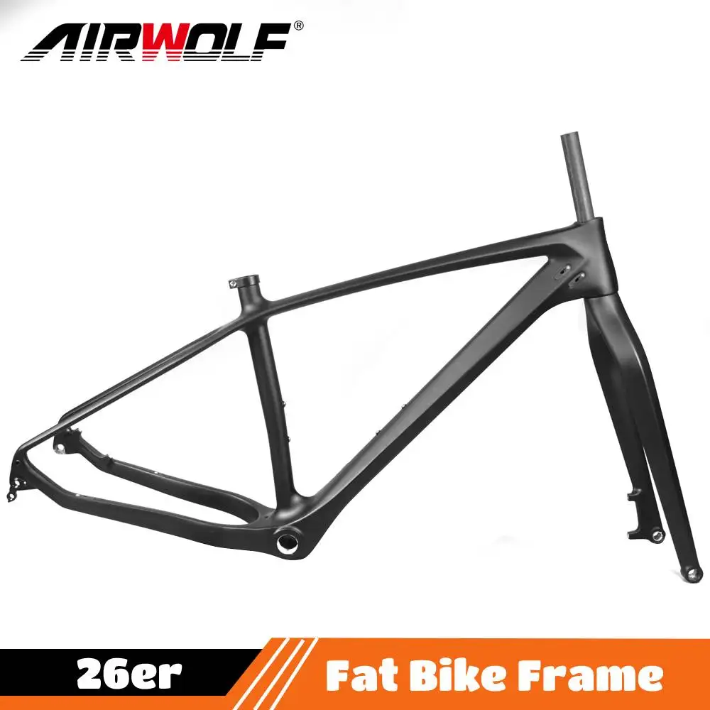 

AIRWOLF 26ER Carbon Fiber Fatbike Frame 197*12 Size Available Full Carbon Fatbike Frameset BB100 Snow Bike Frame With Fork