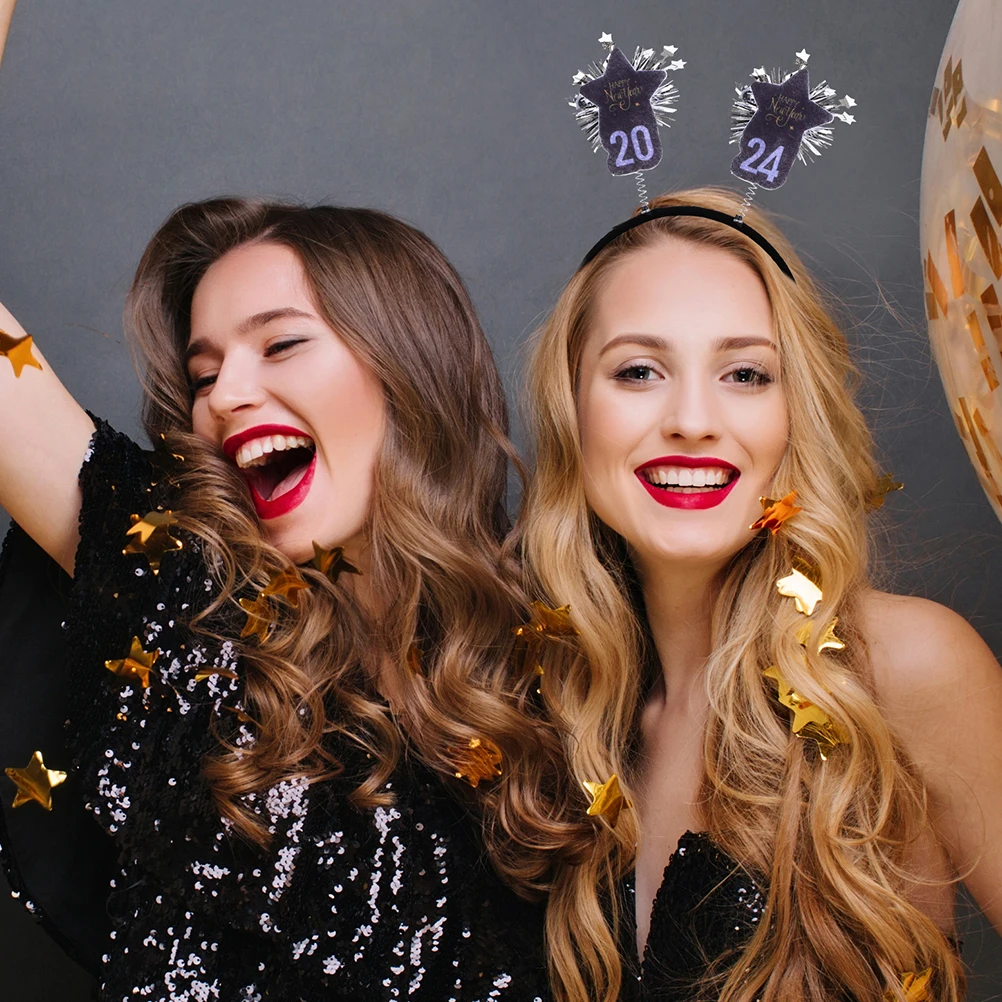 

4pcs Year Headb 2024 Party Hair Accessories Reusable Plastic Cloth Headwear Ribbons Photo New Year Party Headwear Props Gift