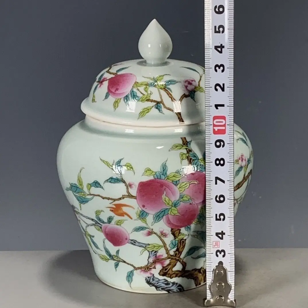 Qing Qianlong Famille Rose Porcelain Lidded Tea Jar Overlapping Branch Peach Pattern Chinese Collectible Cultural Play Canister