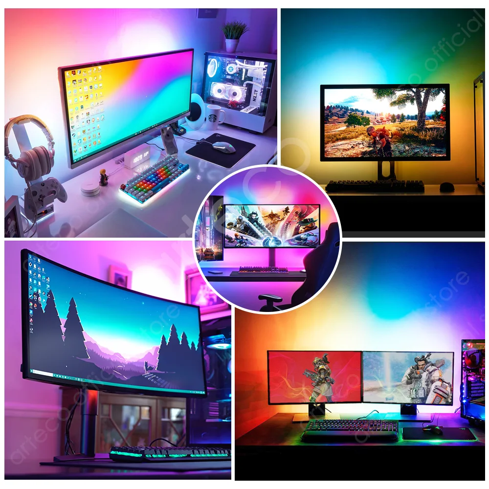 Smart RGB Led Tape PC Ambient Led Backlight Strips For Windows Monitor Sync Screen Ambibox Lighting Kit Desktop Software Control