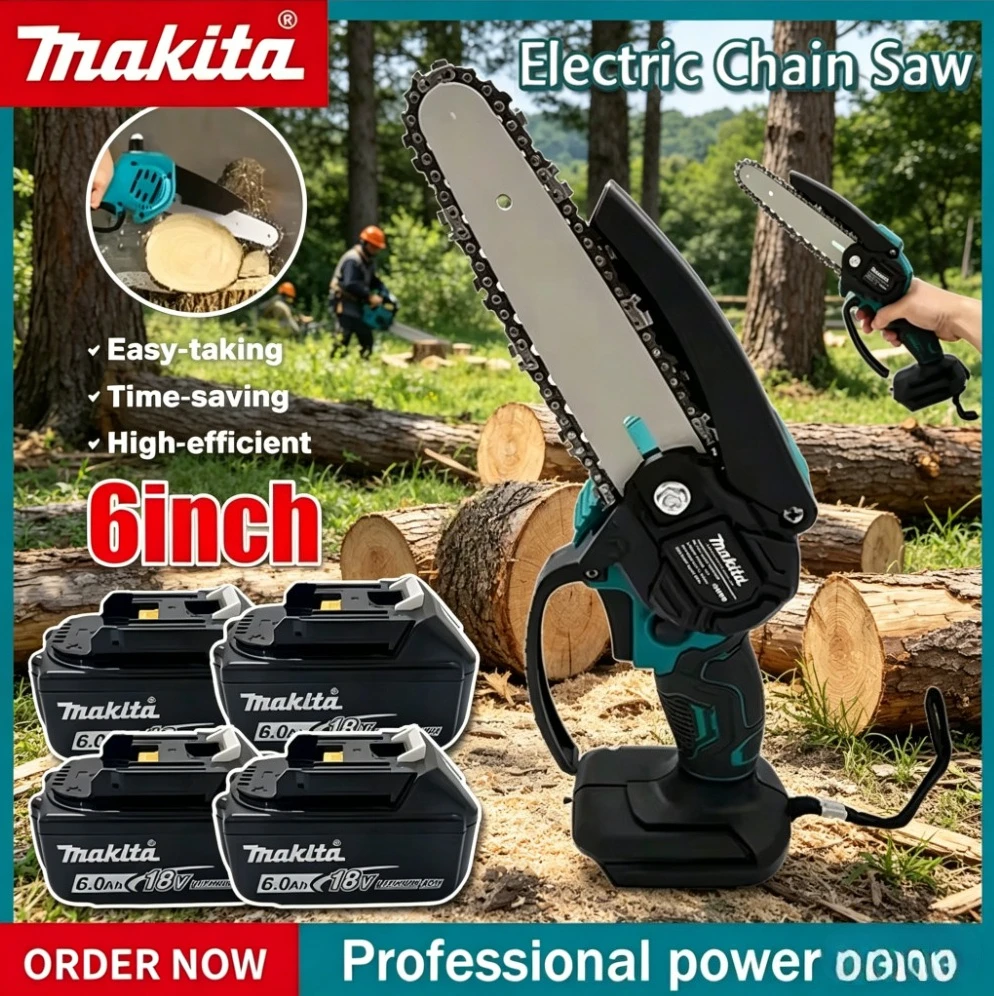 

Makita 6 Inch Electric Saw Wood Logging Chain saw Handheld PortableGarden Pruning Wood Power Tool