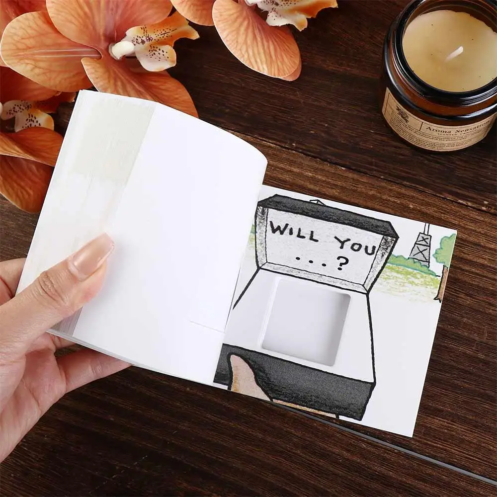 Anel escondido colar confissão quadrinhos flipbook romântico tendências criativas mão virou livro dos desenhos animados flippist flipbook