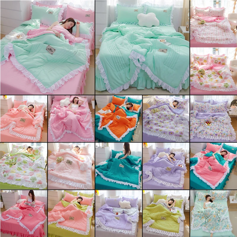 1pc Quilt Comforter Summer Quilted Thin Quilt Soft Breathable Cool Blanket Machine Washable Student Adult Bed Cover