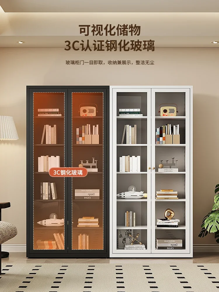 خزانة كتب من الحديد المطاوع مع باب خزانة غبار، خزانة أرضية غرفة المعيشة المنزلية، علبة عرض زجاجية، خزانة ملفات الدراسة