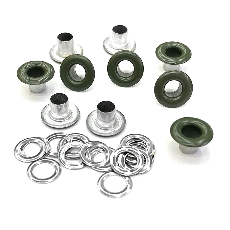 100pcs/lot Dark Green Eyelets Rivets Metal Buttonholes Buckle Clothing Rivet with Hole buttons Inner 6mm/Outer 13.5mm/Height 8mm