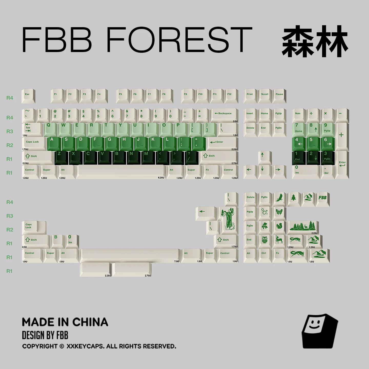 FBB Keycaps Forest Green Gradient 145Keys PBT 1.7MM Thickness For Cherry Profile MX switches Mechanical Keyboard Keycap DIY Kit
