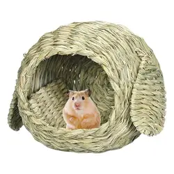 Rabbit Grass House Woven Animal Hut Bunny House Play Hideaway Hay Mat Bed Chew Toy For Rabbit Guinea Pigs Gerbils Hamster