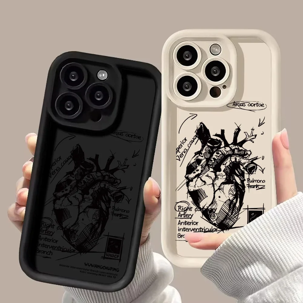 Creative Cardiovascular model Heart Medical Phone Case For iPhone 17 15 Pro Max 11 12 13 14 16 Pro XR 7 8 Plus Anti-drop Cover