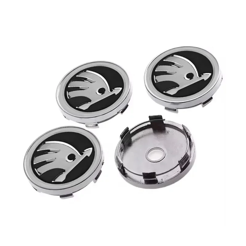 60MM Car Accessories 4-point Round Metal Wheel Hub Center Caps For Skoda Use