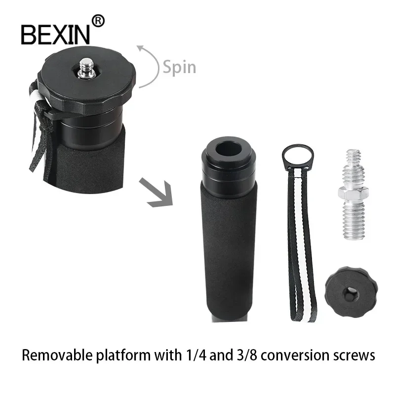 BEXIN P306C Light Professional Carbon Fiber Portable Travel Monopod Bracket Can Stand withTripod Ballhead for Digital SLR Camera