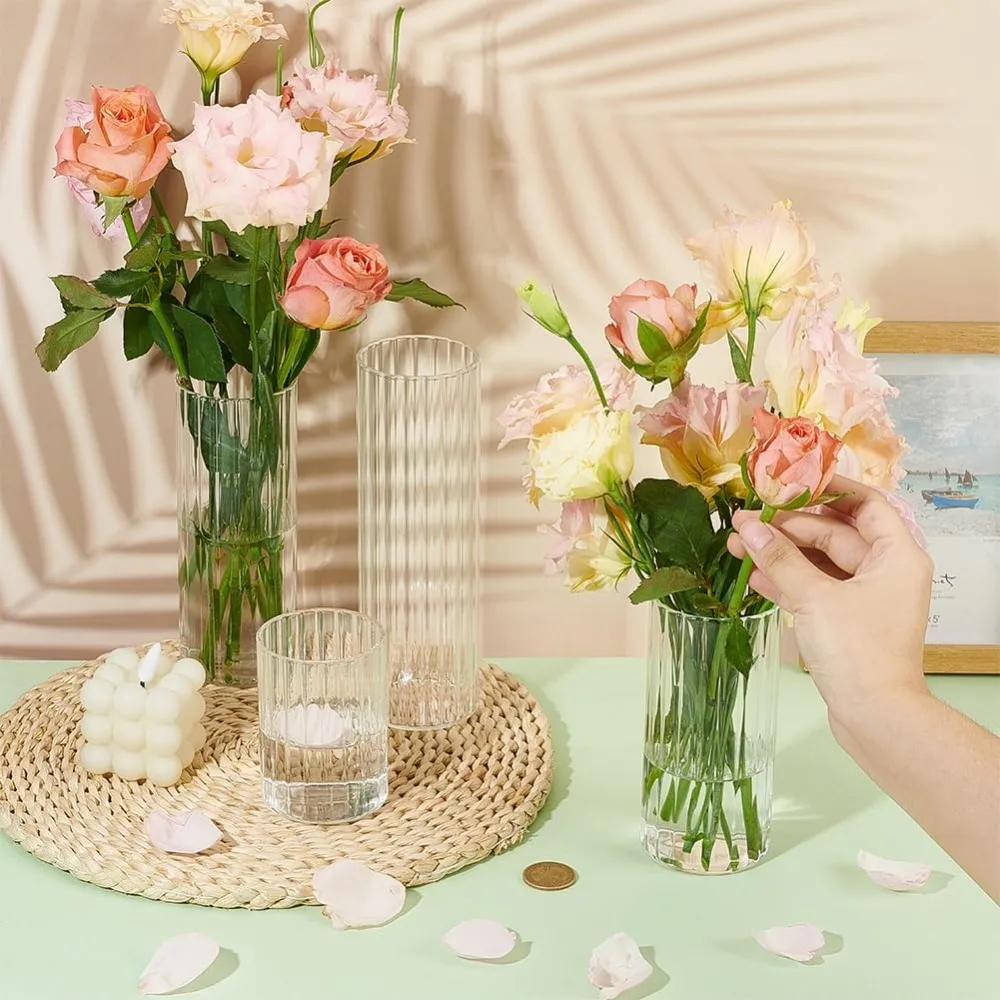 4 Size Glass Cylinder Vases 3.5/5.5/6.7/7.8 Inch Clear Flower Vase for Centerpieces Glass Containers for Pillar Candle Floating view 3