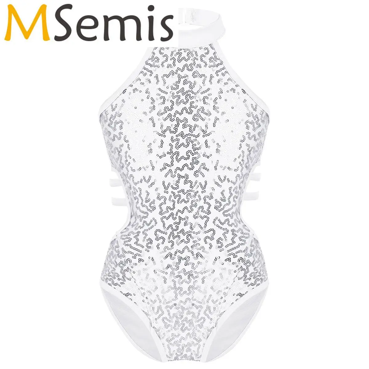 Kids Girls Sparkly Sequins Gymnatics Swimsuit for Ballet Dancing Strappy Ballet Dance Unitard Gymnastics Leotard Tango Jumpsuit