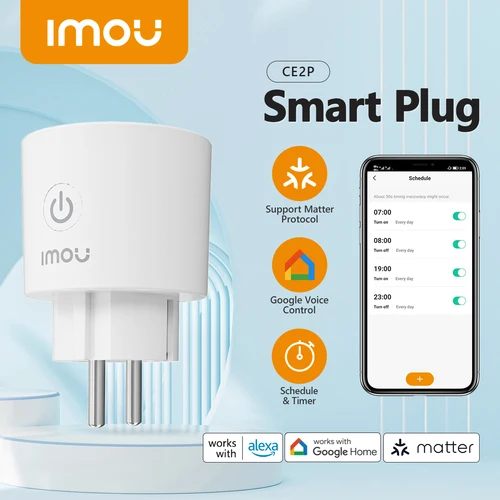 IMOU Matter WiFi enchufe inteligente 16A enchufe de la UE toma de electrodomésticos Mini adaptador de enchufe inteligente Control de aplicación funciona con Alexa Google Home