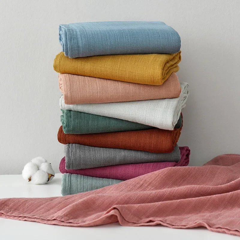 Plain Colored Gauze Bath Towel Newborn Swaddling Cloth Baby Wrap Baby Solid Color Gauze Blanket