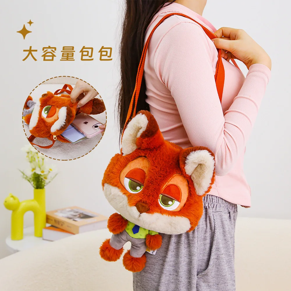 

New Zootopia Plush Shoulder Bag Cartoon City Nick Wilde Crossbody Bag Anime Merchandise Holiday Gift Commuting Daily Use