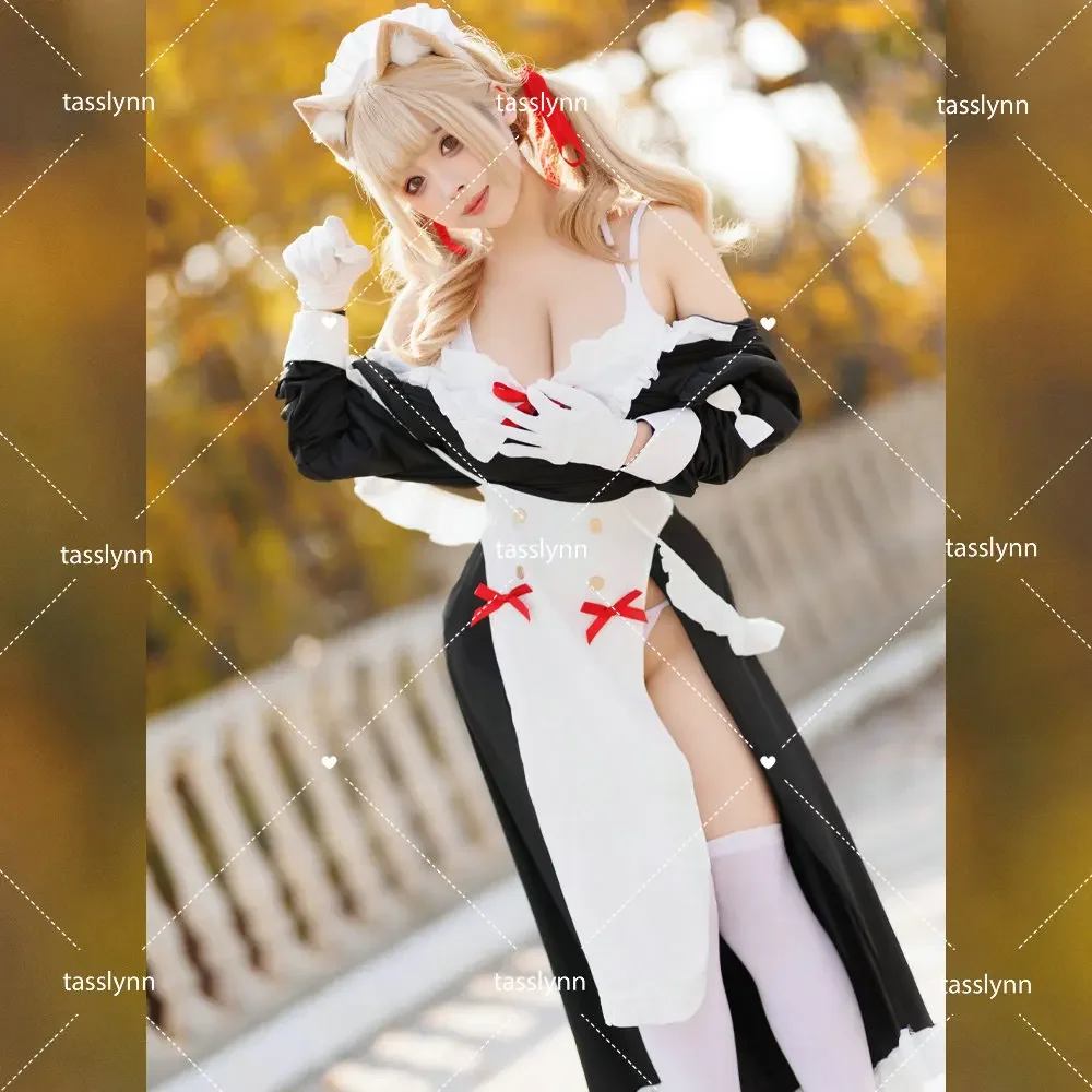 Combat Maid Dress Cat Maid Cosplay Costumes Chowbie Maid Master Akina Cosplay Dress Original Anime Cosplay Cat Ears