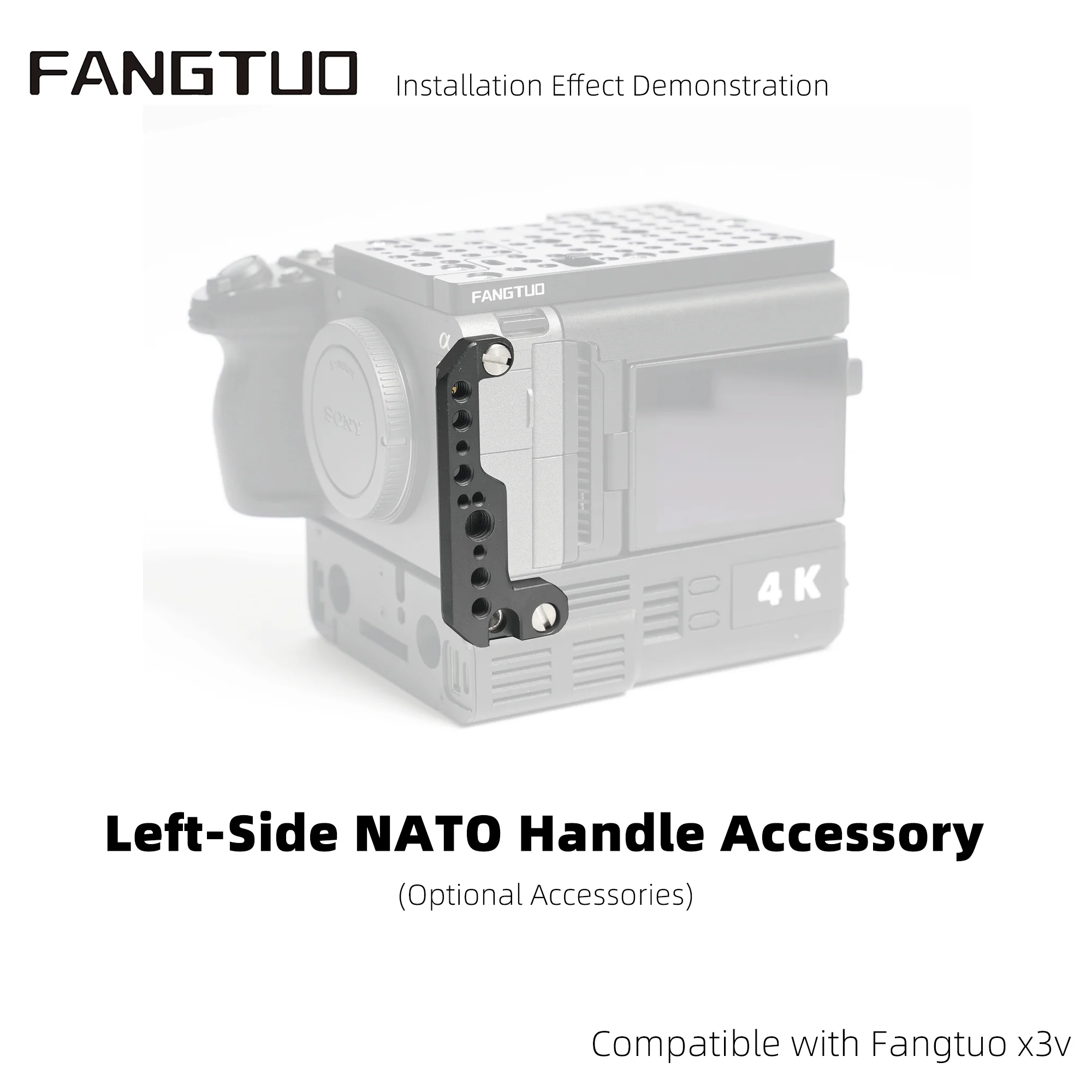 For NATO Handle FX3 Cage Accessories, Left-Side Dedicated Fangtuo X3V Aluminum Alloy Component