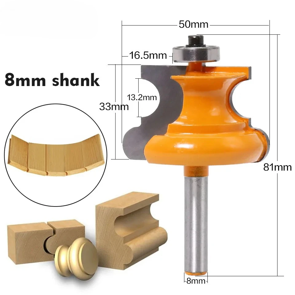 Arden Tool Edge Moulding Router Bit, 8mm Shank, Carbide Tipped for Woodworking, Door Frame Cabinet Trim