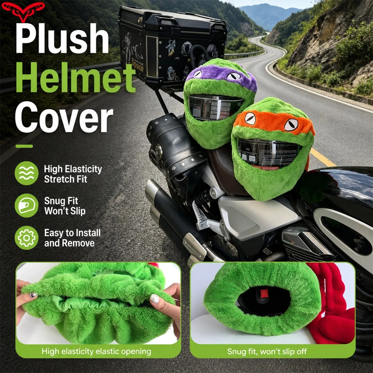 Funny Motorcycle Helmet Cover Full Face Plush Cartoon Dust Scratch Guard Funny Riding Gift for Bikers