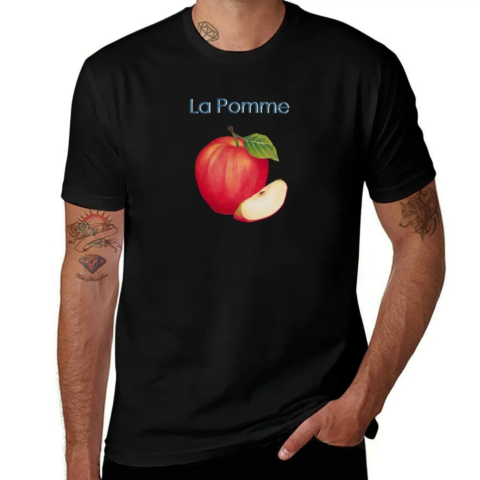 La Pomme, red apple t-shirt, simple design T-Shirt plus size tops for a boy designer shirts shirts graphic tees Men's clothing