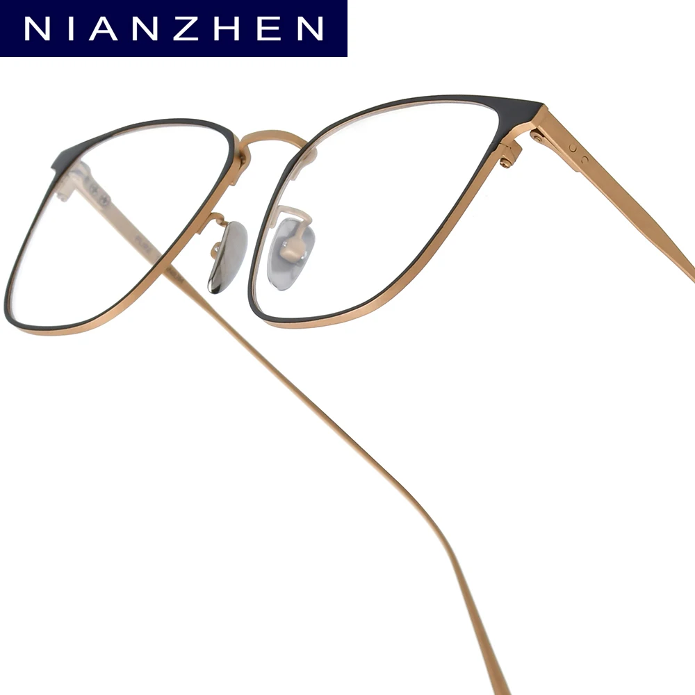 NIANZHEN Titanium Alloy Eyeglasses Frame Men Brand Design Square Glasses Women Ultralight-Weight Retro Eyewear Spectacles 30020