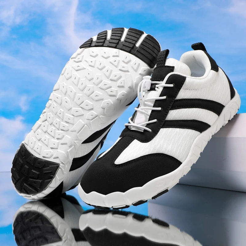 

Men Women Hiking Shoes Barefoot Shoes Breathable Mesh Anti-Slip Trekking Boots Outdoor Casual Walking Shoes Wide-toe Shoes White