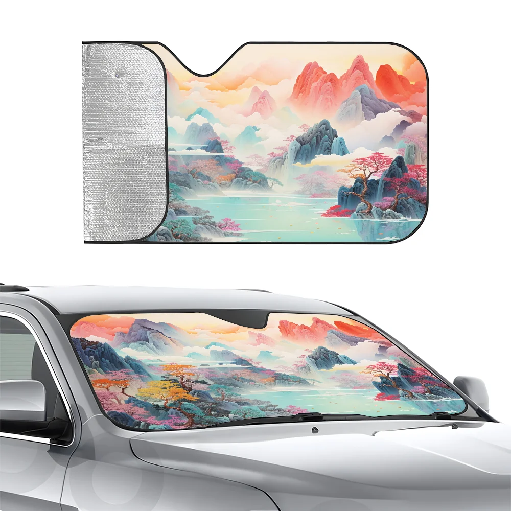 

Китайский пейзаж, живопись, автомобиль SunSha, трехслойная изоляция, переднее лобовое стекло автомобиля, солнцезащитный шар, блоки на присоске, УФ-лучи, солнце