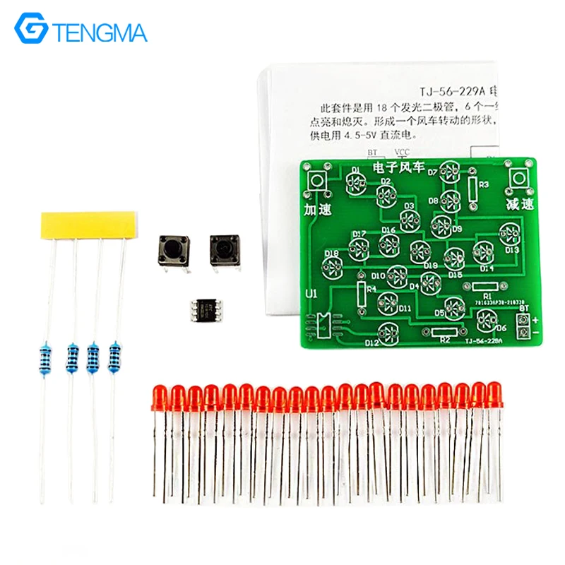 Elektrische Windmühle Single-Chip-Computer Spaß machen LED-Rotations lampe Leiterplatte Schweißen Übung DIY-Kit