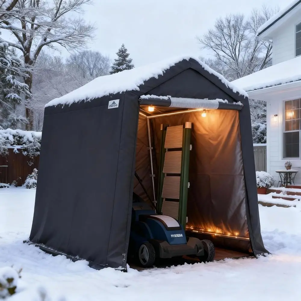 

Gray 6x8 Outdoor Storage Shelter with Roll-up Zipper Vents, Waterproof & UV-Resistant Portable Garage for Car or Motorcycle