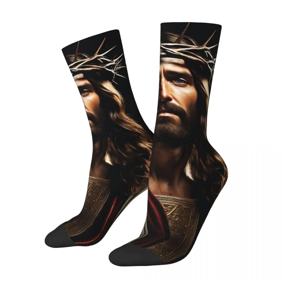 Religious Jesus Christ Theme Crew Socks Merch for Unisex Cozy Print Socks