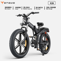 ENGWE X26 Foldable Adult Electric Bike Electrical Road Bicycle 48V 29.2Ah Fatbike MTB E-bike 26 inches Mountain Ebike